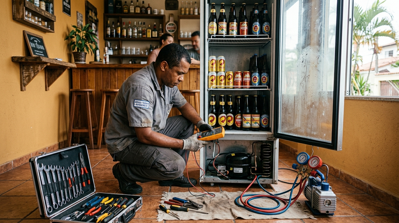 Substituição do termostato de uma cervejeira em Santa Maria‑RS